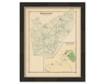 WILMINGTON, Massachusetts 1875 Map - Replica or Genuine ORIGINAL