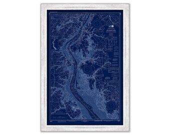 DELAWARE RIVER, Delaware and New Jersey -  2017 Nautical Chart Blueprint