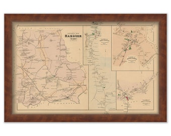 HANOVER, Massachusetts Town & Villages 1903 Map