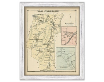 Town of WEST STOCKBRIDGE, Massachusetts 1871 Map - Replica or Genuine ORIGINAL