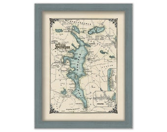 LAKE SUNAPEE, New Hampshire 1915 Map