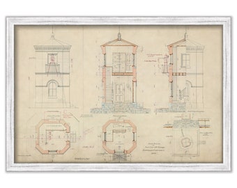 CRAIGHILL CHANNEL Cut-Off Range Front Lighthouse, Maryland  - Drawing and Plan of the Lighthouse as it was in 1885.