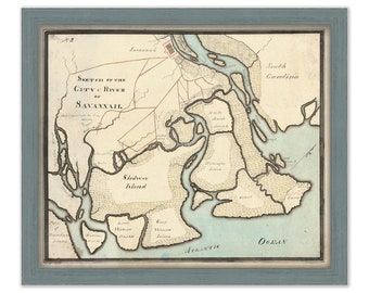 SAVANNAH, GEORGIA - Circa 1800 Map