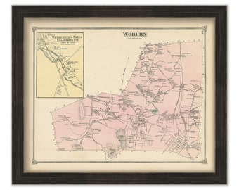 WOBURN, Massachusetts 1875 Map - Replica or Genuine ORIGINAL