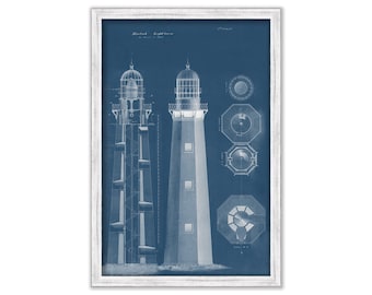 MONTAUK POINT LIGHTHOUSE, Long Island, New York -  Blueprint Drawing and Plan of the Lighthouse as it was in 1860.