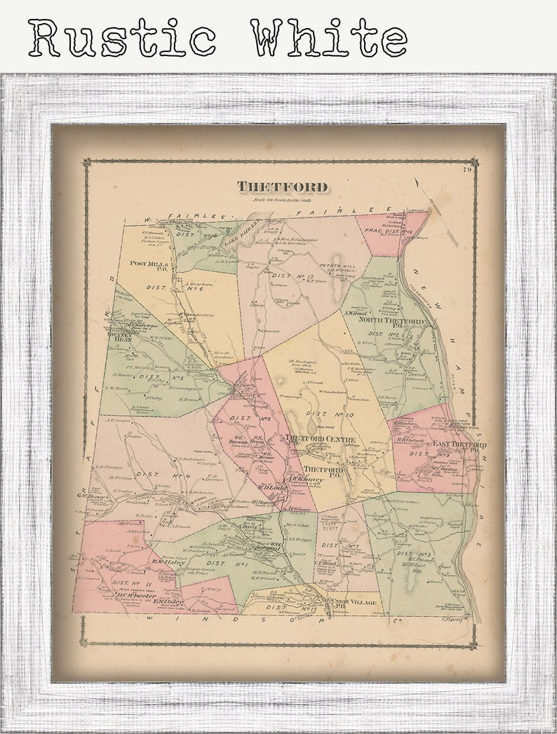 THETFORD Vermont 1877 Map Replica or Genuine ORIGINAL Etsy