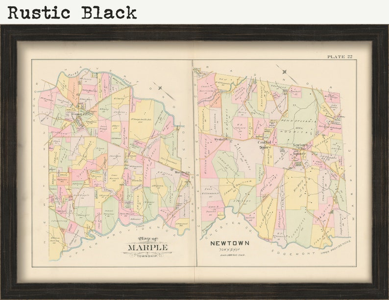 MARPLE and NEWTOWN Pennsylvania 1892 Map Etsy