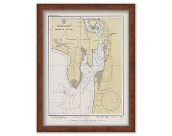 WARREN RIVER, Rhode Island - Nautical Chart 1932