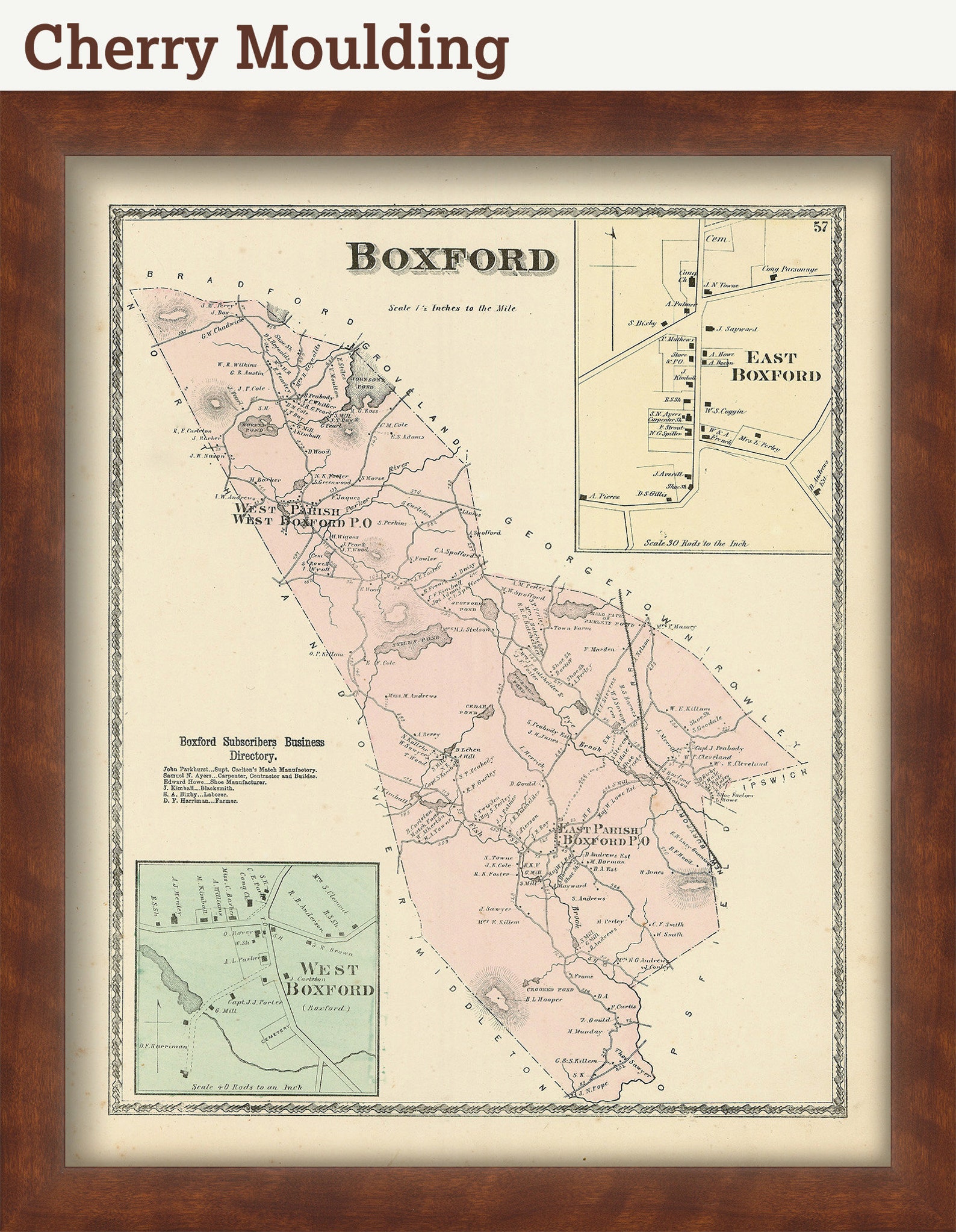 BOXFORD Massachusetts 1872 Map Replica or Genuine ORIGINAL Etsy