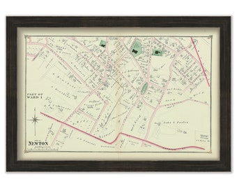 City of NEWTON, NEWTON CORNER, Massachusetts 1874 Map