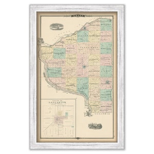 GRANT COUNTY, Wisconsin 1878 Map, Replica or Genuine Original