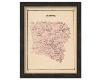 FRAMINGHAM, Massachusetts 1875 Map - Replica or Genuine ORIGINAL