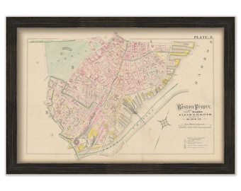 BOSTON, Massachusetts 1882 Map - Replica or Genuine ORIGINAL - Financial District, South Station, China Town, The Common