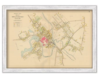 SAXONVILLE, Massachusetts 1908 Map - Replica or GENUINE Original