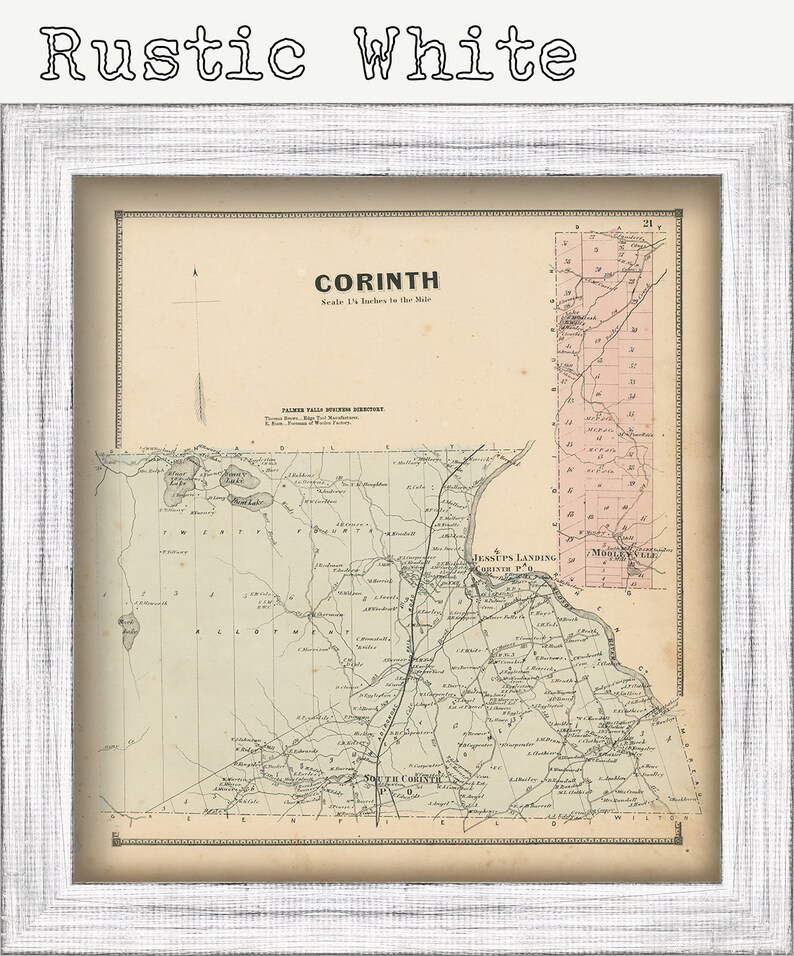 CORINTH New York 1866 Map Replica or GENUINE ORIGINAL Etsy