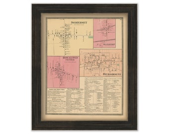 ROYALTON and SOMERSET, New York 1875 Map, Replica or Genuine Original