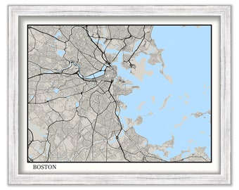 BOSTON, Massachusetts - Contemporary Map Poster