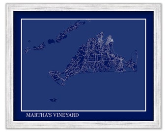 MARTHA'S VINEYARD, Massachusetts - Contemporary Map Poster Blueprint