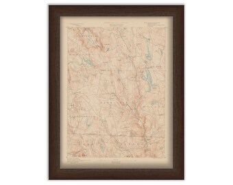 Sanderfield, Tolland, Monterey and Tyringham, Massachusetts 1890 - Topographic Map - Replica and Genuine Original