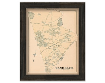 Town of RANDOLPH, Massachusetts 1876 Map - Replica or GENUINE ORIGINAL