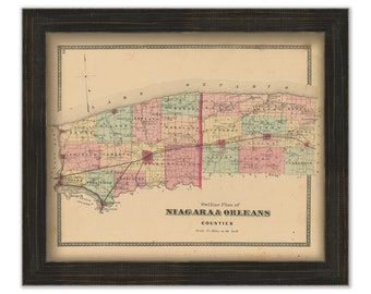 NIAGARA and ORLEANS COUNTIES, New York 1875 Map, Replica or Genuine Original