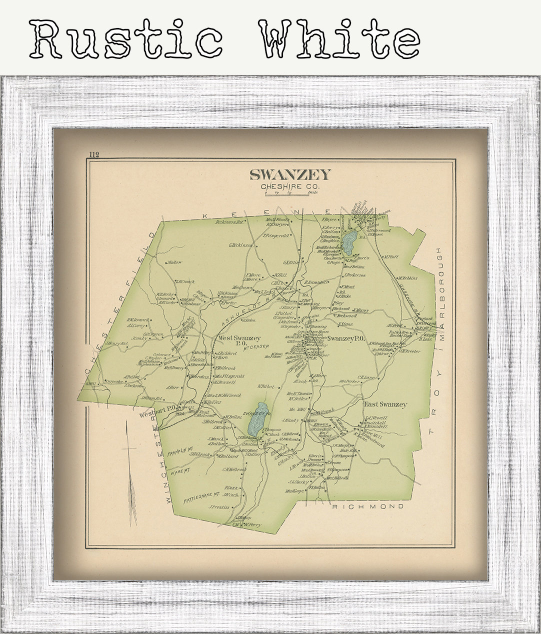 SWANZEY, New Hampshire 1892 Map, Replica or genuine ORIGINAL