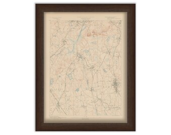 CANTON, NORWOOD and SHARON, Massachusetts 1890 - Topographic Map - Replica and Genuine Original