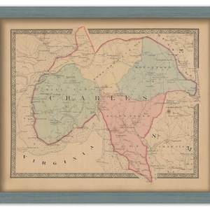 CHARLES COUNTY, MARYLAND 1866 Map, Replica or Genuine Original