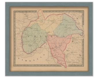 CHARLES COUNTY, MARYLAND 1866 Map, Replica or Genuine Original