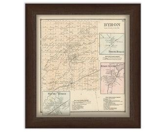 Town and Villages of BYRON, Genesee County, New York 1866 Map