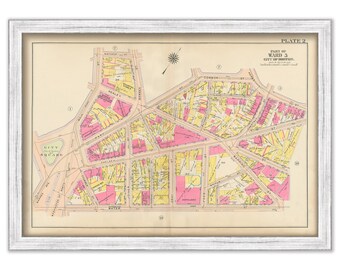 CHARLESTOWN, Massachusetts 1912 map, Plate 2 - City Square - Replica or GENUINE ORIGINAL