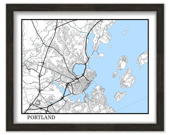 PORTLAND, Maine - Contemporary Map Poster