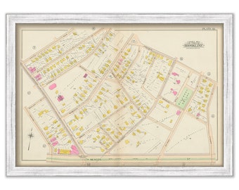 BROOKLINE, Massachusetts 1900 map, Plate 13 - Beacon and Harvard Streets, Coolidge Corner - Replica or GENUINE ORIGINAL