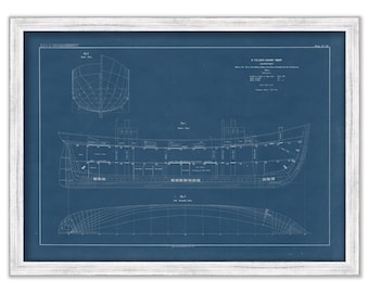 NANTUCKET LIGHTSHIP  - Blueprint Drawing and Plan of the Lightship 1855