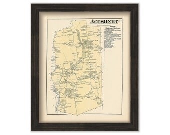 ACUSNET, Massachusetts 1871 Map - Replica or GENUINE ORIGINAL