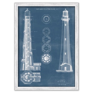 TYBEE ISLAND LIGHTHOUSE, Savannah River, Georgia  -   Blueprint Drawing and Plan of the Lighthouse as it was in 1867.