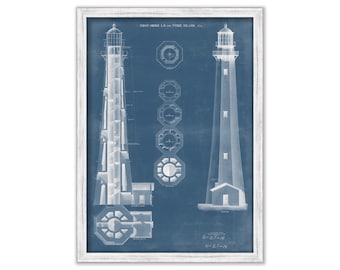 TYBEE ISLAND LIGHTHOUSE, Savannah River, Georgia  -   Blueprint Drawing and Plan of the Lighthouse as it was in 1867.