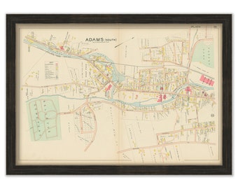 SOUTH ADAMS, Massachusetts 1904 Map - Replica or Genuine Original