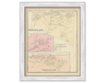 GROVELAND, Massachusetts 1872 Map - Replica or Genuine ORIGINAL