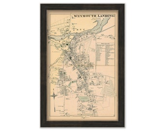 Weymouth Landing, Massachusetts 1876 Map - Replica or GENUINE ORIGINAL