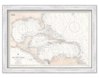 CARIBBEAN and WEST INDIES Nautical Chart 1966