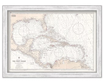 CARIBBEAN and WEST INDIES Nautical Chart 1966