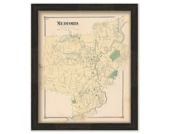 Town of MEDFORD, Massachusetts 1875 Map