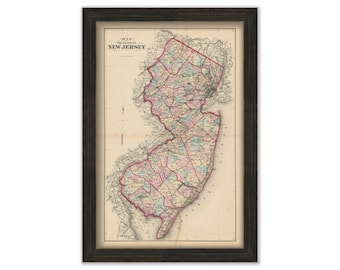 State of NEW JERSEY 1873 Map, Replica or Genuine ORIGINAL