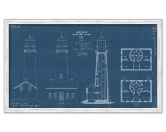 ANO NUEVO LIGHTHOUSE, California  - Blueprint Drawing and Plan of the Lighthouse as it was in 1890.