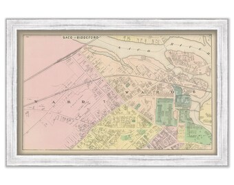 City of SACO and BIDDEFORD, Maine 1872 Map