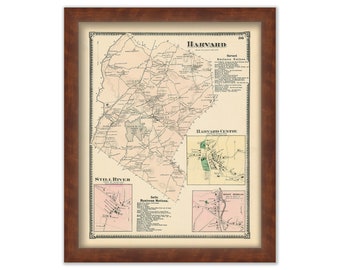 Town of HARVARD, Massachusetts 1875 Map