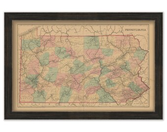 State of PENNSYLVANIA 1875 Map - Replica or GENUINE ORIGINAL