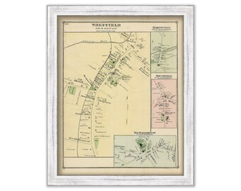 Village of SHEFFIELD, Massachusetts 1871 Map - Replica or Genuine ORIGINAL