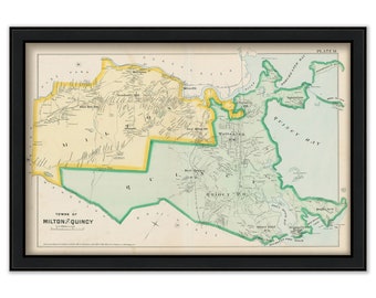 Towns of MILTON and QUINCY, Massachusetts 1888 Map